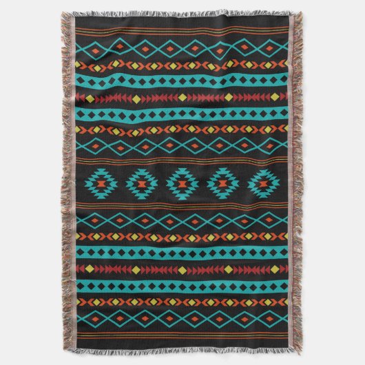Couverture Aztec Turquoise Reds Blk Mixte Motifs V Motif (devant Vertical)
