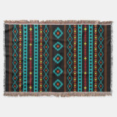 Couverture Aztec Turquoise Reds Blk Mixte Motifs V Motif (Devant)