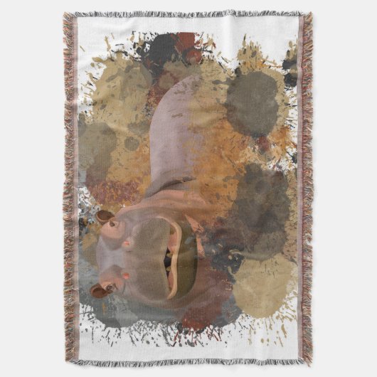Couverture Baby Hippo Abstrait Paint Splatter Faune (devant Vertical)