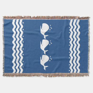 Couverture Baleine blanche de dessin animé sur fond bleu moye