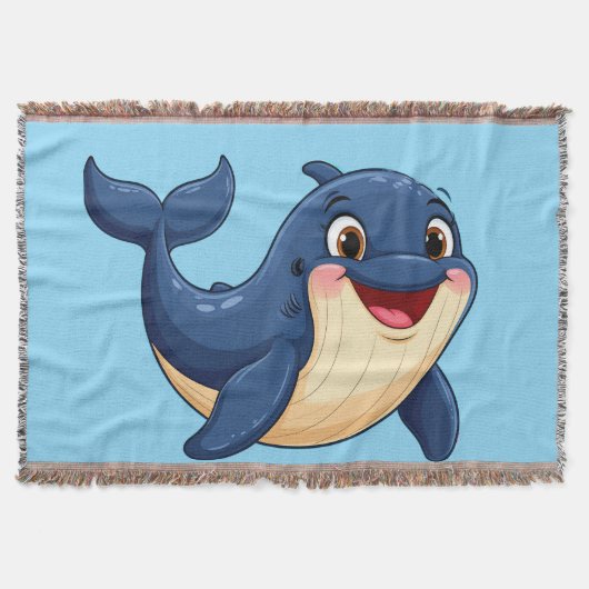 Couverture Baleine de dessin animé joyeuse nageant (Devant)