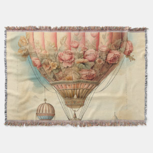 Couverture Ballon à air chaud vintage Steampunk Rose Floral