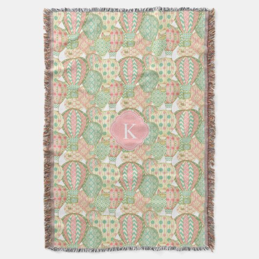 Couverture Ballons Pastel à air chaud avec Monogramme (devant Vertical)