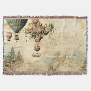 Couverture Balloon vintage à air chaud dans un paysage serein