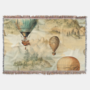 Couverture Balloon vintage à air chaud dans un paysage serein