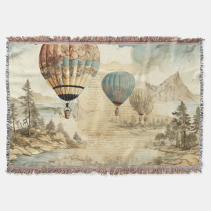 Couverture Balloon vintage à air chaud dans un paysage serein