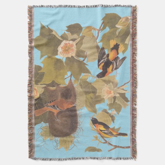 Couverture Baltimore Oriole Audubon Bird Family avec nid (devant Vertical)