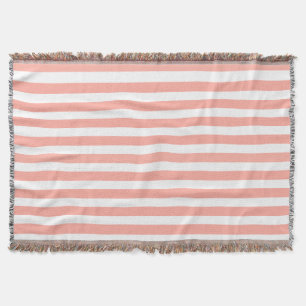 Couverture Bandes de bonbons corail et blanc