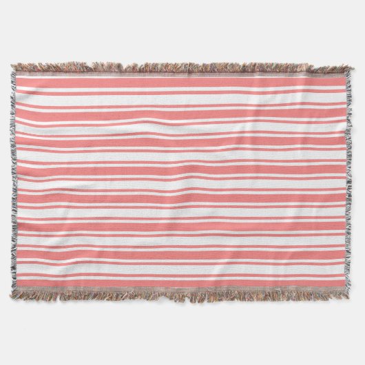 Couverture Bandes de bonbons corail et blanc (Devant)