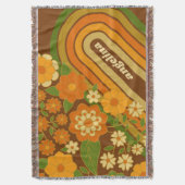 Couverture Bandes rétro et Fleurs funky avec nom personnalisé (devant Vertical)
