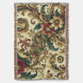 Couverture Baroque motif floral avec or, rouge, vert A (devant Vertical)