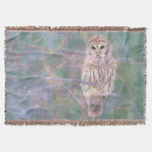 Couverture Barred Owl Pastel Peinture numérique d'huile