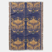 Couverture Bateau antique, Dauphins, Or, Bleu marine Nautique (devant Vertical)