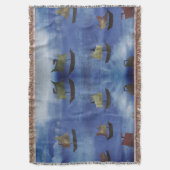 Couverture Bateaux aquarelle Bleu Mer Jetée Blanche (devant Vertical)