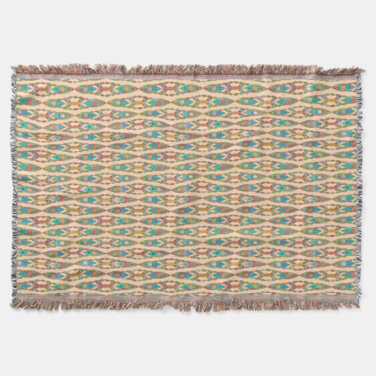 Couverture Batik Tribal - Peach rose et Turquoise (Devant)