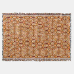 Couverture Batik tribal - rouille, terre cuite et beige