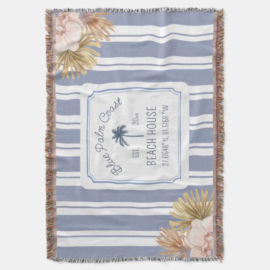 Couverture Beach House Blue Stripes Côte Boho Ferme (devant Vertical)
