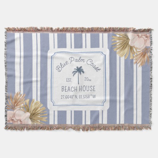 Couverture Beach House Blue Stripes Côte Boho Ferme (Devant)
