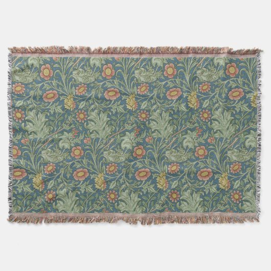 Couverture Beau motif floral William Morris Vert rose (Devant)