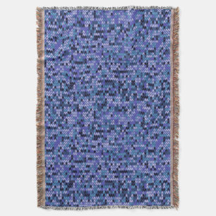 Couverture Beau, motif tricot, tricoté, bleu et