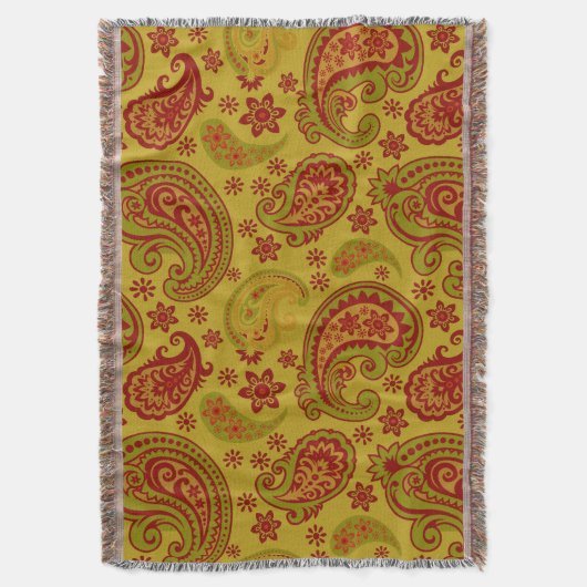 Couverture Beau Paisley | Bourgogne citron olive (devant Vertical)