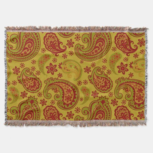 Couverture Beau Paisley | Bourgogne citron olive (Devant)