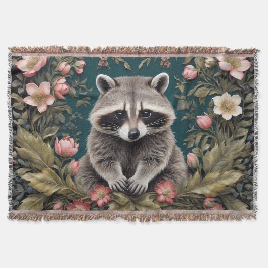Couverture Beau Racoon rose floral (Devant)