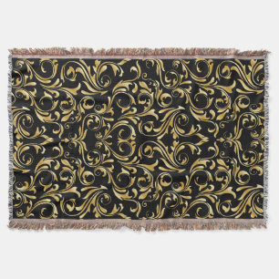 Couverture Beaux motifs de damassé de noir et d'or