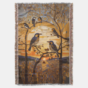 Couverture Beaux Oiseaux Abstraits Au lever Du Soleil Décorat