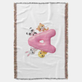 Couverture bébé à jeter Lettre A rose Animaux de l (devant Vertical)