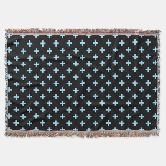 Couverture Bébé bleu polka croise sur noir (Devant)