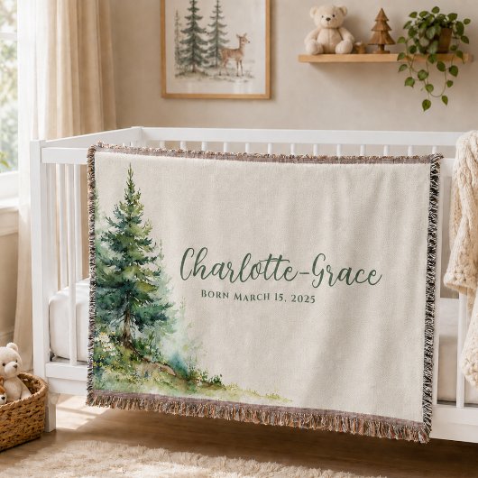 Couverture bébé bois neutre beige forêt