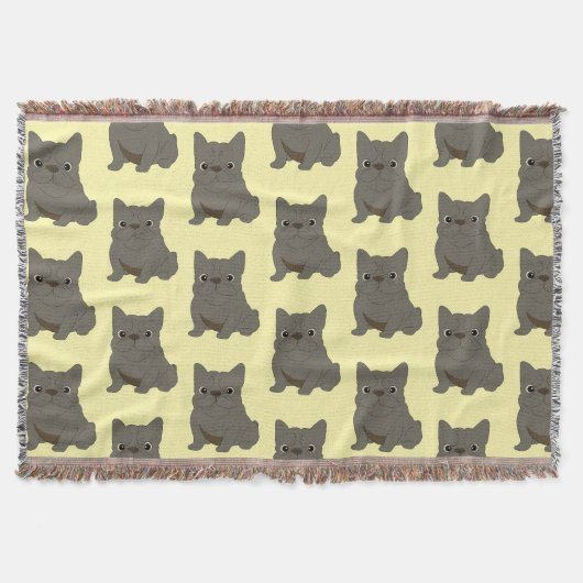 Couverture Bébé Bouledogue Français bleu, housse de coussin j (Devant)