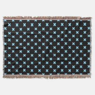 Couverture Bébé croix bleu coutures sur noir