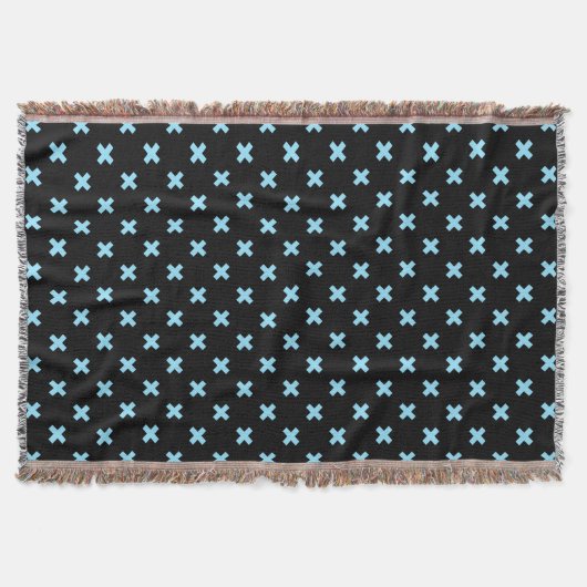 Couverture Bébé croix bleu coutures sur noir (Devant)