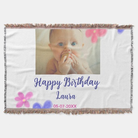 Couverture Bébé enfants 1er anniversaire ajouter le nom date (Devant)