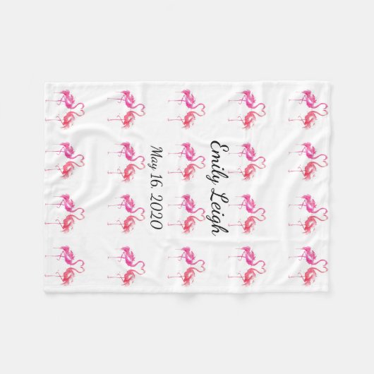 couverture bébé flamingo monogrammée (Devant (Horizontal))
