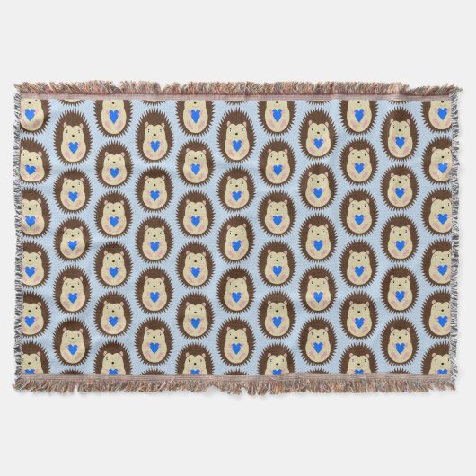 Couverture Bébé Garçon Cœur Hérisson Motif Bleu (Devant)
