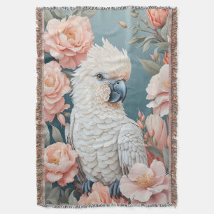 Couverture Bébé mignon Cockatoo Parrot Fleurs roses douces