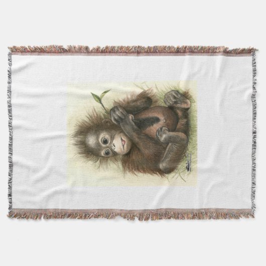 Couverture Bébé orang-outan avec des feuilles (Devant)