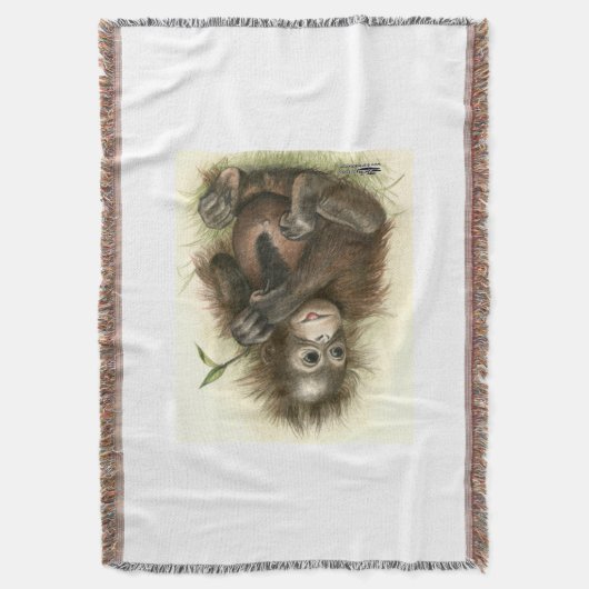 Couverture Bébé Orangoutan avec Feuilles (devant Vertical)