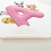 Couverture bébé sherpa Lettre A Rose Animaux de la (3/4)
