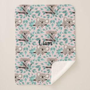 Couverture bébé Sherpa ours en koala gris sarcelle
