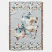 Couverture Bébé Vache Gingham Bleu Pastel Esthétique Ferme (devant Vertical)
