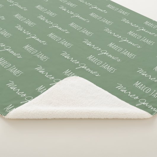 Couverture bébé verte Nom personnalisé répété (3/4)