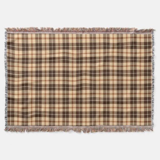 Couverture beige Brown de jet de plaid de tartan (Devant)