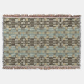 Couverture Beige Turquoise Bleu Vert Taupe Brown Motif tribal (Devant)
