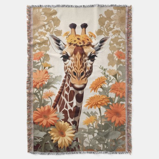 Couverture Belle Giraffe et Gerbera Daisy Flowers (devant Vertical)