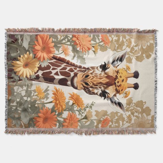 Couverture Belle Giraffe et Gerbera Daisy Flowers (Devant)