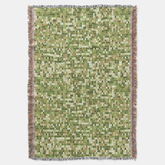Couverture Belle motif en tricot de mamie vert olive (devant Vertical)